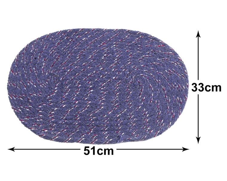 Cotton Oval Door Mat for Porch/Kitchen/Bathroom/Laundry Room,(Blue) 54KM3956 Standard